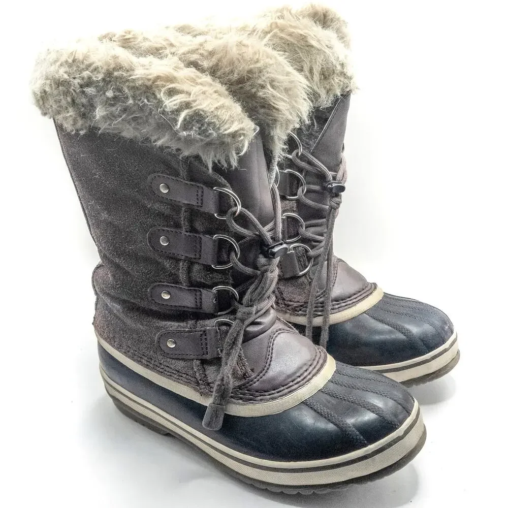 Sorel Winter Boots Kids Size 3 Brown Cozy Rustic Cabin Outdoor